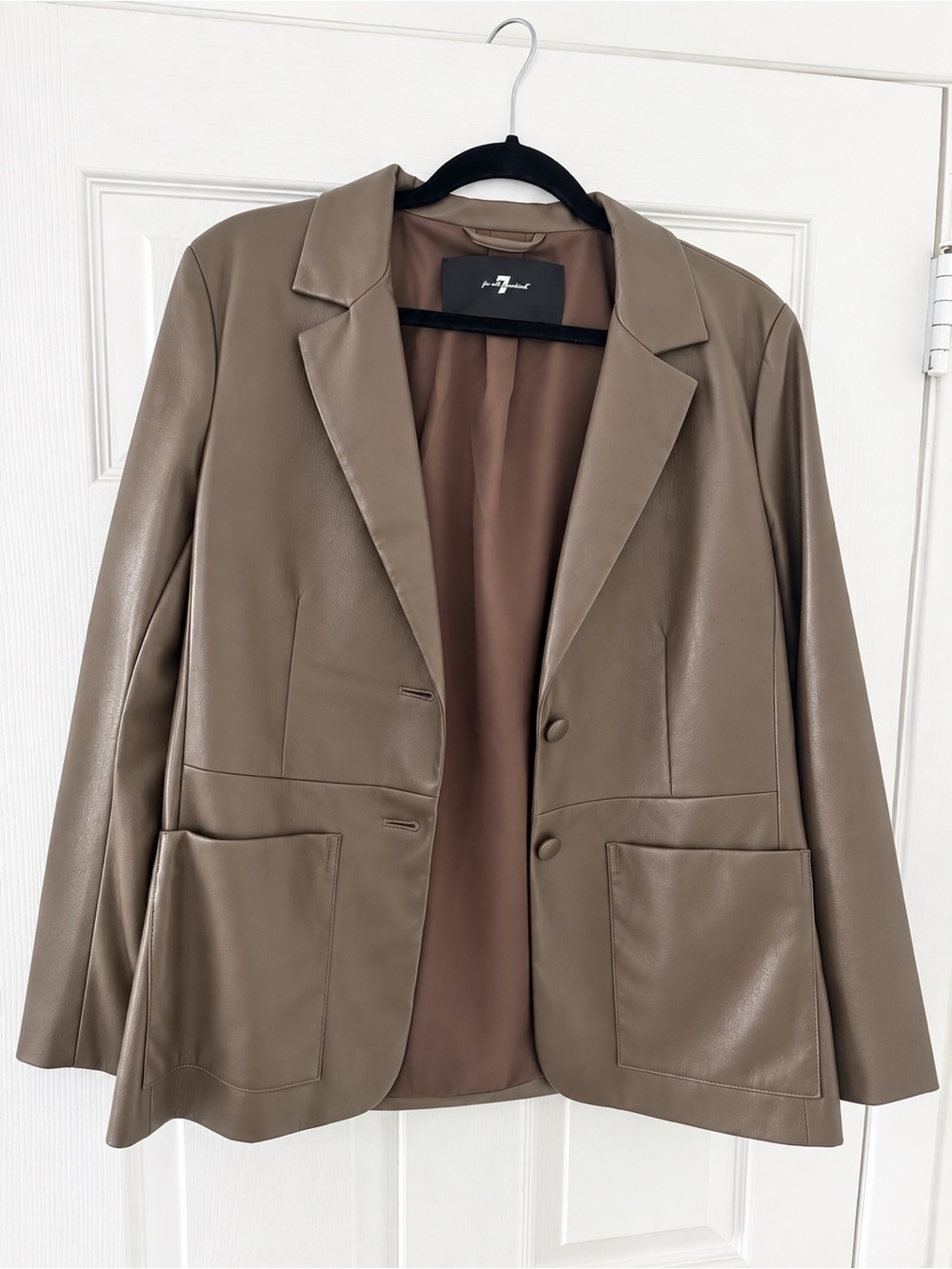 7 7 For All Mankind Taupe Vegan Leather Blazer Jacket